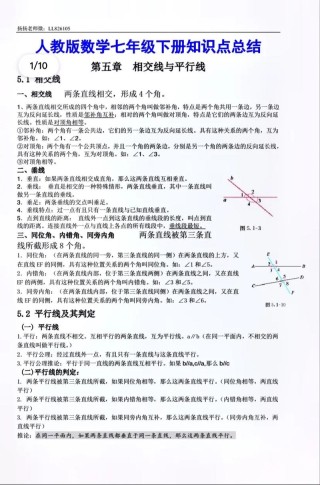 初一下册数学知识点归纳