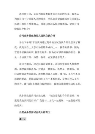 业务员面试自我介绍6篇