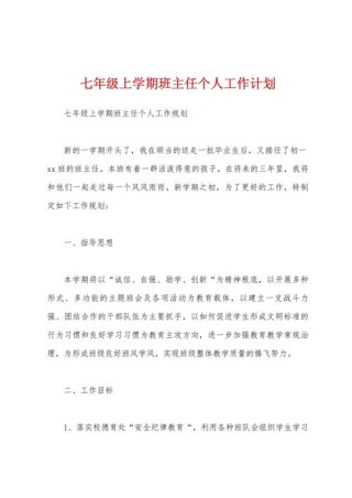 班主任学期个人计划