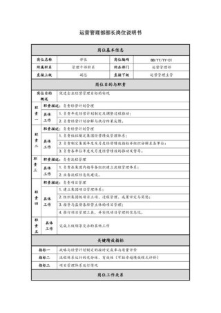 运营专员工作职责最新模板