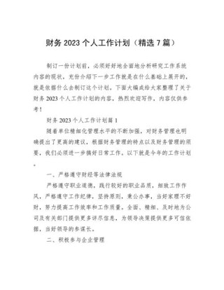 2023财务明年个人工作计划