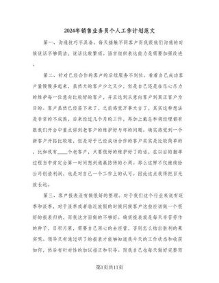 企业销售个人工作计划