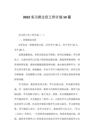 实习班主任的工作计划