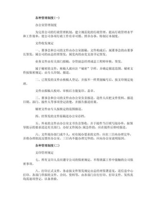 关于管理公司的规章制度范文