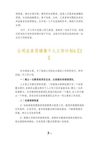 公司业务员个人工作计划