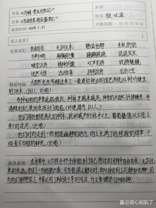 名著阅读读书笔记250字