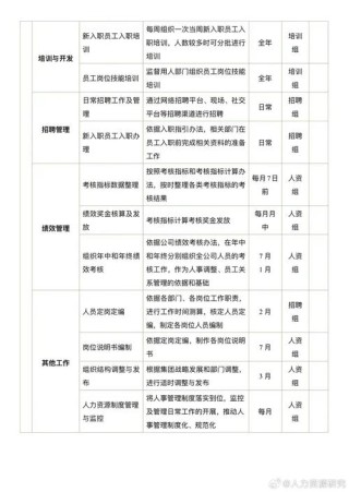 公司人力资源年度计划