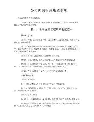 有关企业管理的规章制度例文