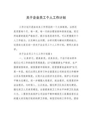 公司员工的工作计划