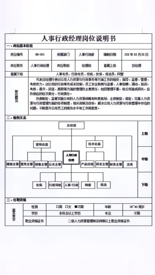 有关行政经理的基本工作职责