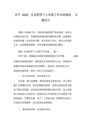 公司职员个人工作总结五篇