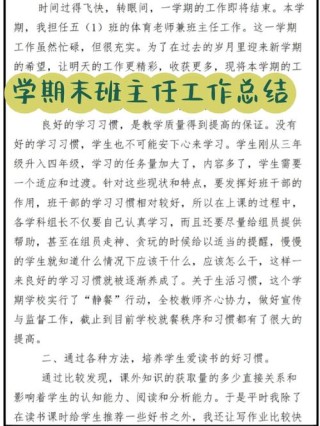 班主任学期工作总结范文