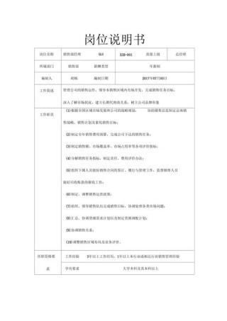 项目销售经理的具体职责怎么写