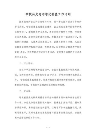 初中历史老师工作计划