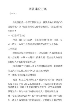 组织员工团队建设的方案5篇