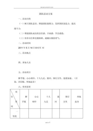 组织团队建设活动策划方案范本