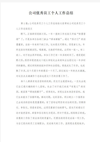 公司职员工作总结范文