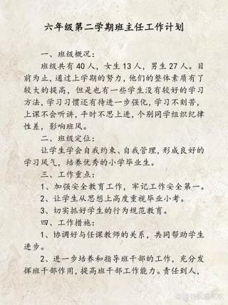 班主任新学期个人计划