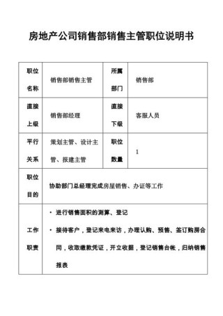 销售职位的主要工作职责