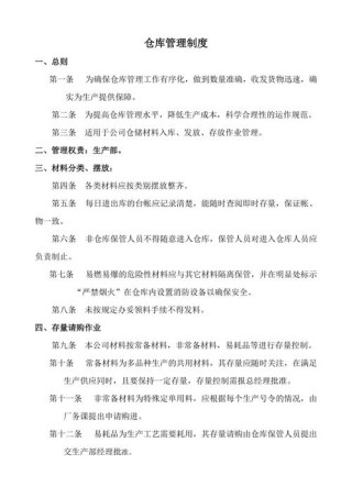 仓库日常管理的规章制度5篇