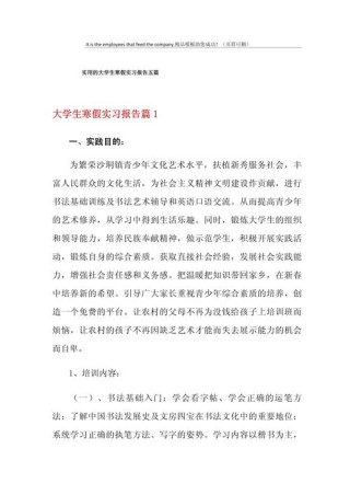 大学生寒假实习报告