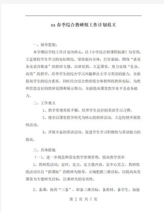 综合教研组工作计划