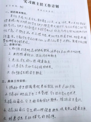 教育实习班主任工作计划