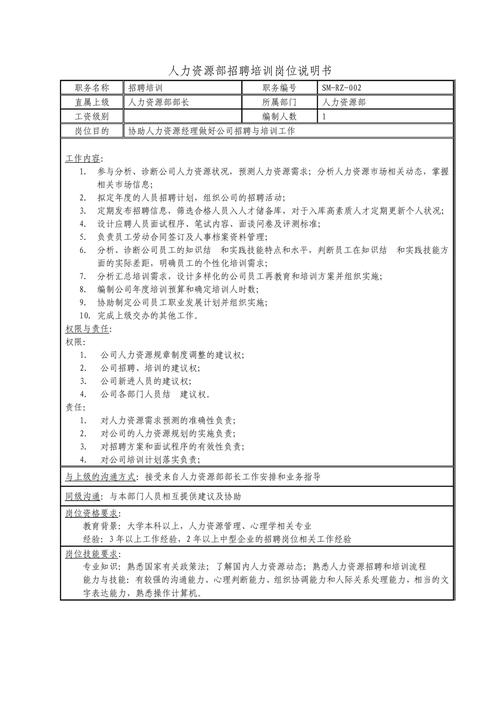 文案岗位说明书（职责要求及工作内容） 第2张