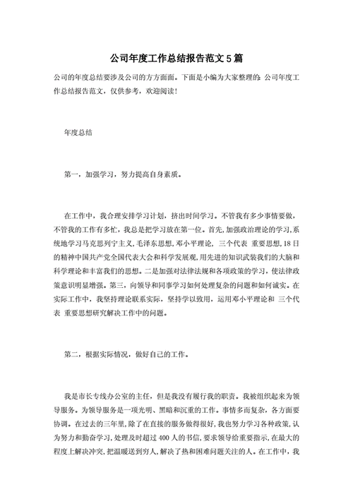 公司年度工作报告五篇 第3张