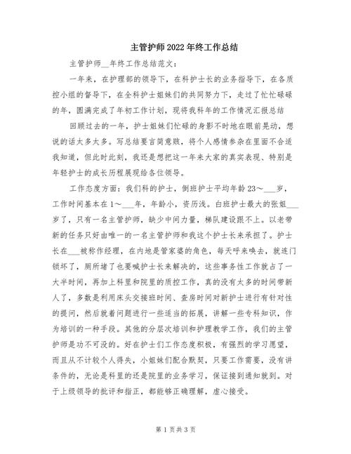 主管护师年终总结 第1张