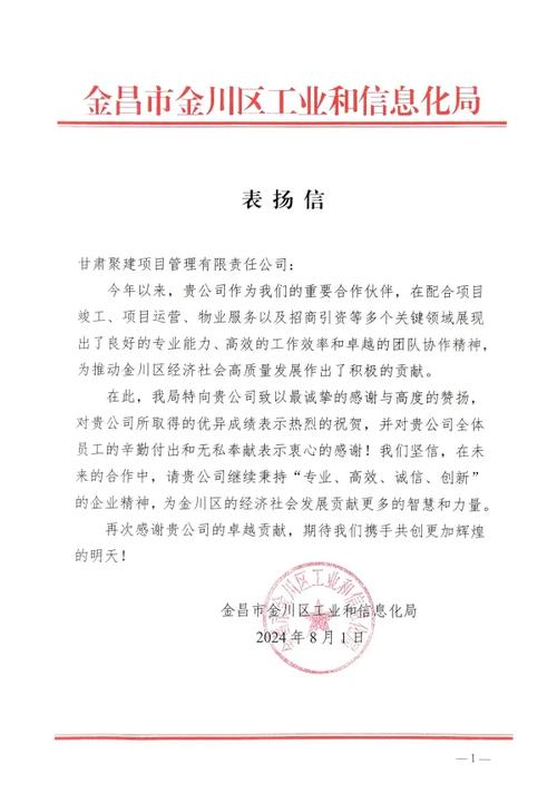 客户给公司的表扬信 第1张