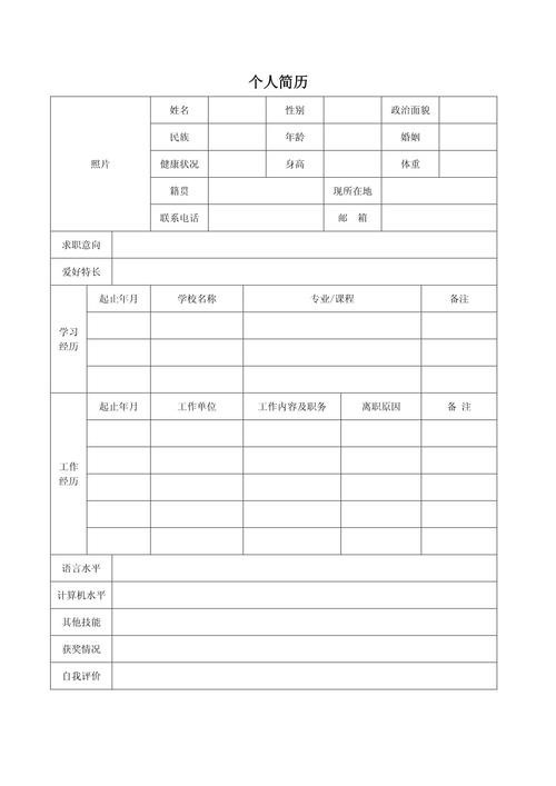 标准个人简历模板 第3张