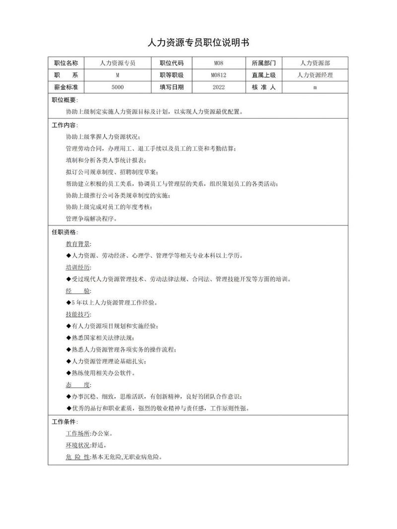 关于做人力资源专员主要工作职责模板 第2张