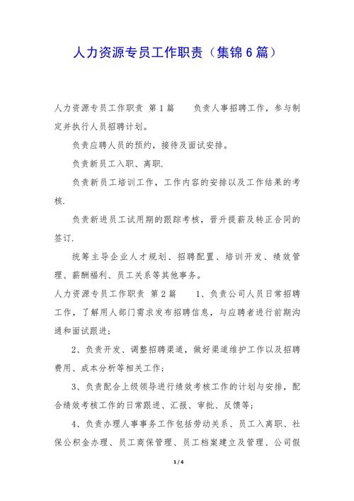 大型公司人力资源专员主要职责 第3张