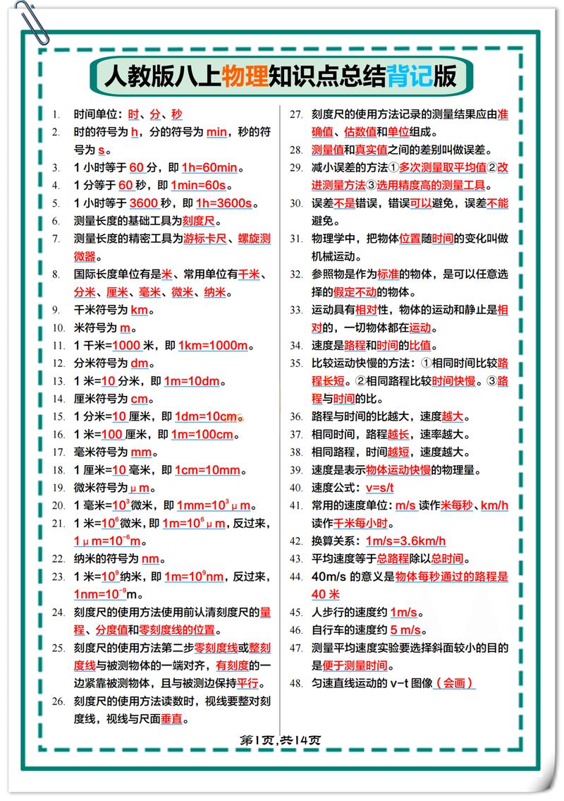 初二上册物理知识点复习 第1张