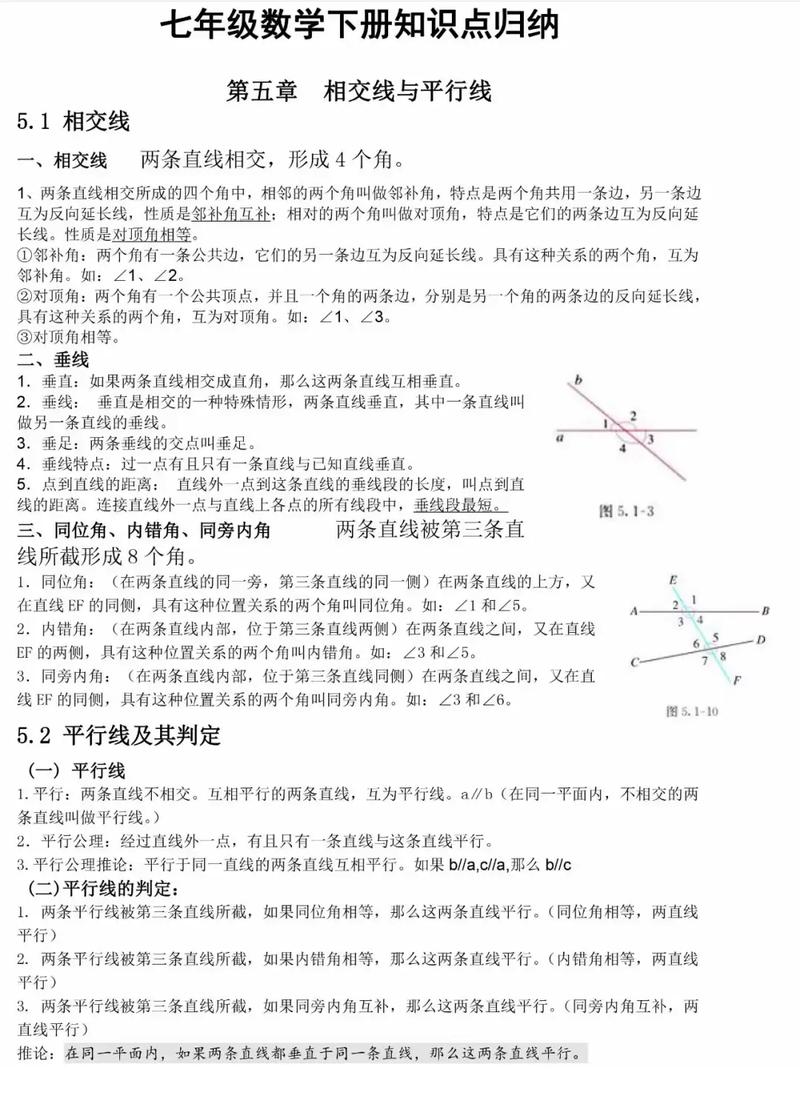 七年级下册数学知识点总结 第3张