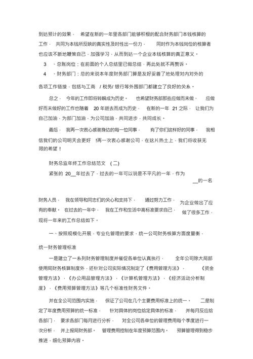 财务总监年终工作总结 第2张