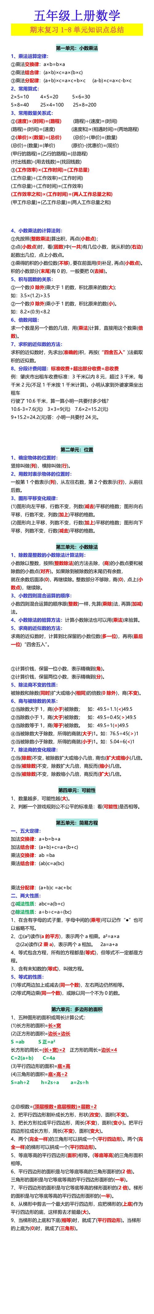 五年级数学上册教学总结 第1张