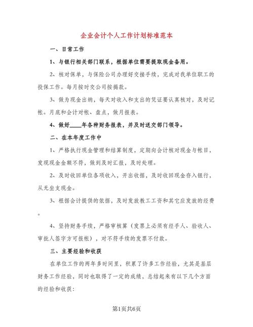 公司会计个人工作计划5篇 第3张