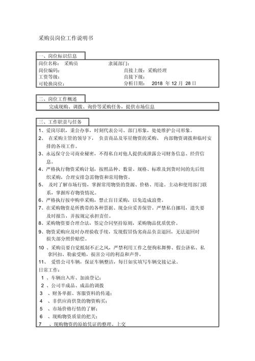 采购员工作的岗位职责例文7篇 第1张