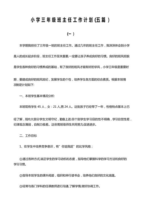 班主任个人教学工作计划范文 第3张