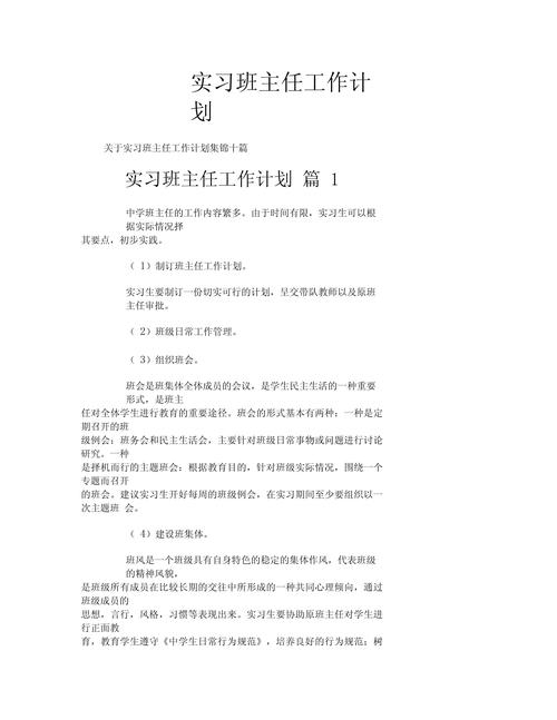 实习班主任的工作计划 第1张