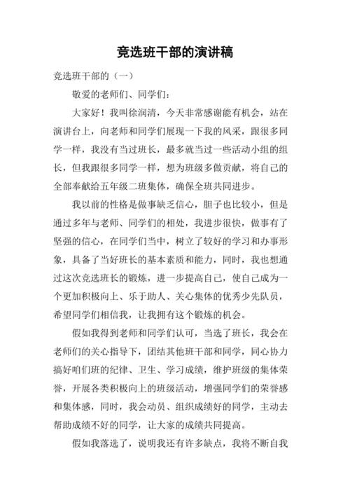 关于班干部竞选的发言稿精选 第1张