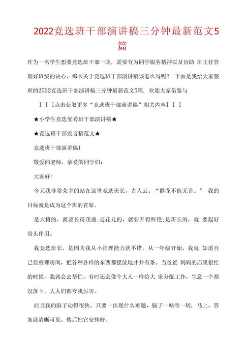 关于班干部竞选的发言稿通用 第2张