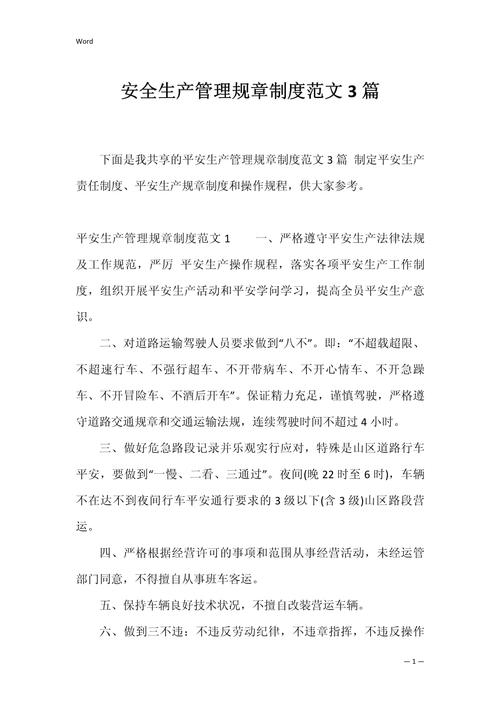 关于安全生产的规章制度例文 第2张