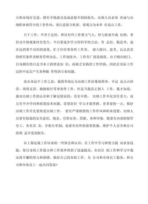 公司出纳年度工作总结 第2张