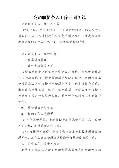 公司职员个人工作计划 第1张