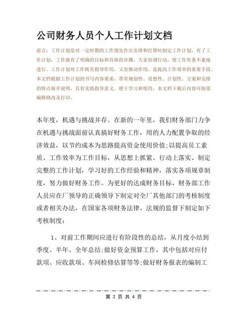 公司会计个人工作计划 第3张