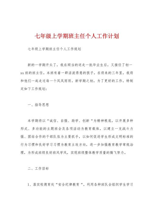 班主任学期个人计划 第2张