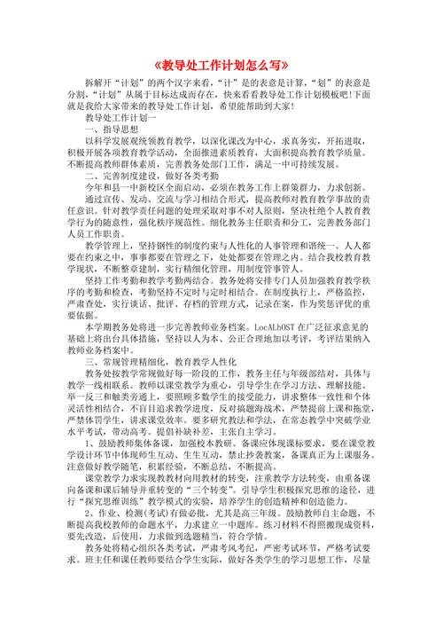 教导处个人工作计划 第3张